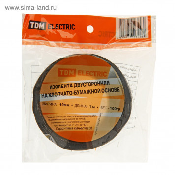 Изолента ХБ TDM 100 гр. 19*7мм двусторонняя-0