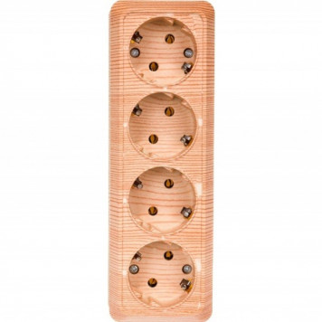 Розетка Универсал Олимп 4-я сосна с/з о/у /1175/-0