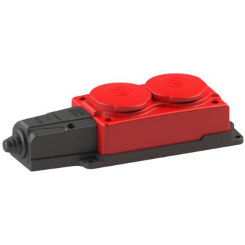 Колодка NE-AD ОУ 2гн с загл. каучук 2Р+РЕ 16А 220-240V IP54 красный /4122/-0