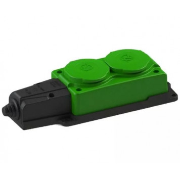 Колодка NE-AD ОУ 2гн с загл. каучук 2Р+РЕ 1*16А 220-240V IP54 зелёный /4132/-0