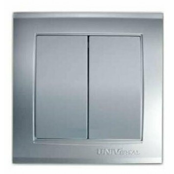 Выключатель 2-кл UNIVersal серия "Бриллиант" с/у, 10А, 220В, серебро (еврослот) 9650-0