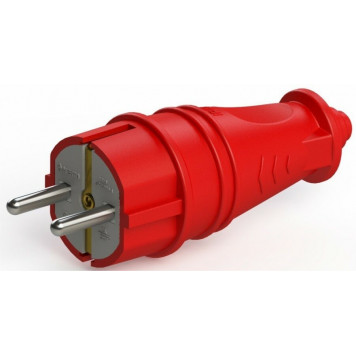 Вилка В16-001 прямая каучук КРАСНАЯ 2Р+РЕ 1*16А-0