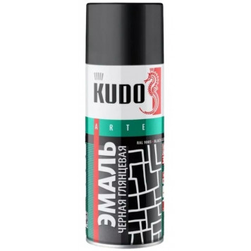 Эмаль №1002 KUDO аэрозольная универсальная черная глянцевая-0