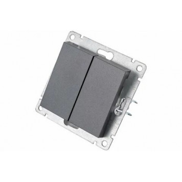 Выключатель 2-кл UNIVersal серия "Афина" с/у, 10А, 220В, графит (еврослот) /0023 GR/-0