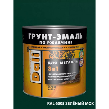 Эмаль-Грунт по ржавчине "DALI" зеленый мох 0,75л-0