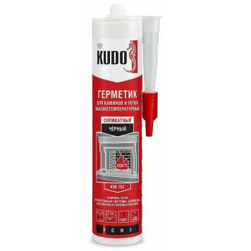Герметик KUDOсиликатный д/печей и каминов черный (+1200С) 280мл-0