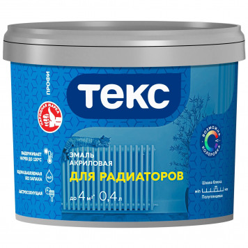 Эмаль акриловая для радиаторов белая полуглянцевая 0,4л ТЕКС-0