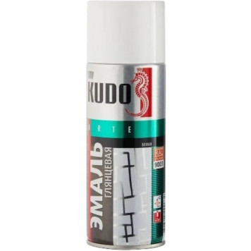 Эмаль №1001 KUDO аэрозольная универсальная белая глянцевая-0