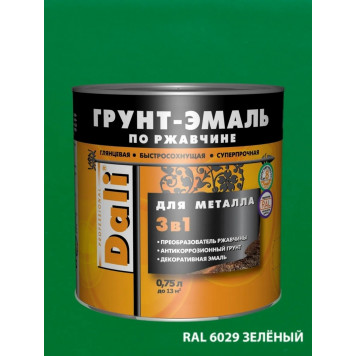 Эмаль-Грунт по ржавчине "DALI" зеленый 0,75л-0