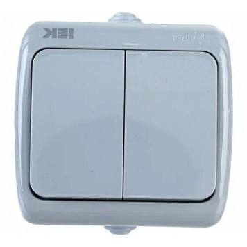 Выключатель 2-кл ОУ 10А IP54 АКВАТИК ВС-20-2-0-А IEK /EVA20-К03-10-54/-0