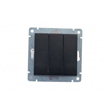 Выключатель 3-кл UNIVersal серия "Афина" с/у, 10А, 220В, графит (еврослот) /0043- GR/-0
