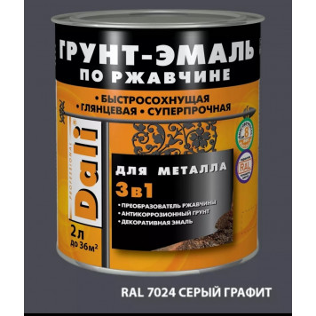 Эмаль-Грунт по ржавчине "DALI" серый графит 2,0л-0